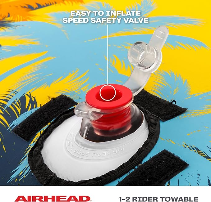 Airhead Mable Inflatable Towable Tube, 1-4 Rider Models, Dual Tow Points, Full Nylon Cover, EVA Foam Pads, Patented Speed Valve, Boat Tubes and Towables