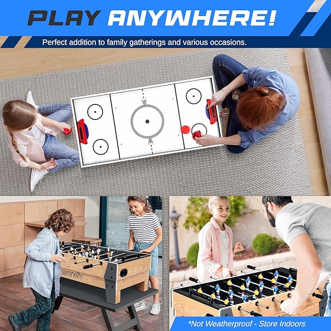 SereneLife 38” Table Top Air Hockey and 40” Foosball Set, 2-in-1 Swivel Game Table with Soccer Balls, Pushers, and Pucks for Game Rooms, Arcades, Bars, Parties, Family Gatherings