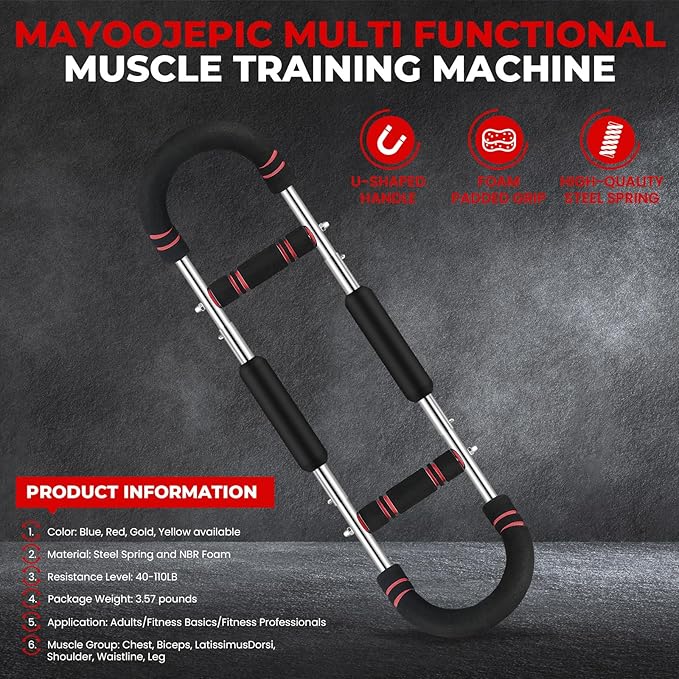 Twister Arm Trainer, Chest Workout Equipment for Men & Women Portable Spring Resistance Chest Exerciser Forearm Strengthener Bar Detachable for Home Fitness Equipment for Enhancing Upper Body Muscle