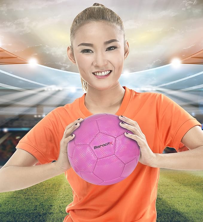 Soccer Ball - Premium Boy and Girl Official Match Ball with Cool Reflective Iridescent Rainbow Hex Pattern, Durable, Indoor, Outdoor, Training, Practice, Playtime and Games