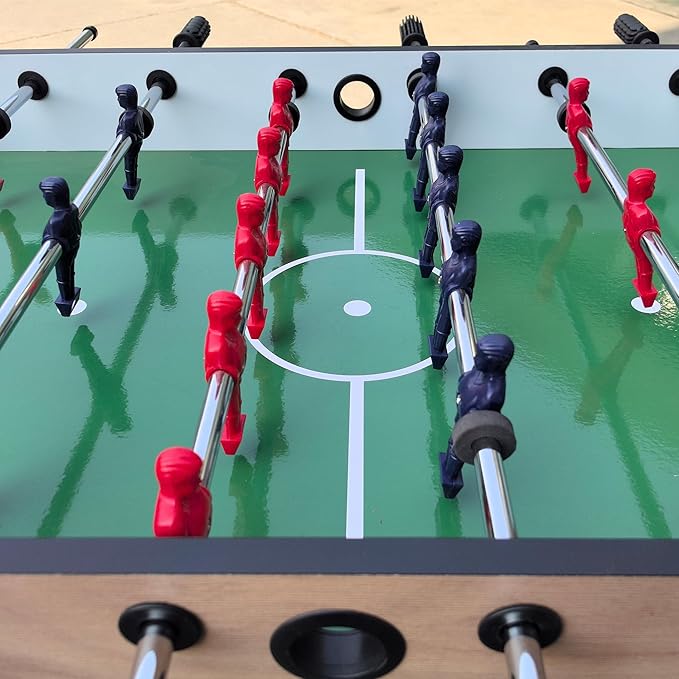 Foosball Table, 52.75'' Home Arcade Table Soccer with 4 Balls and Manual Scorer, Competition Foosball Table Set for Family Game Room, Adult Rrec Room, Basements or Bar