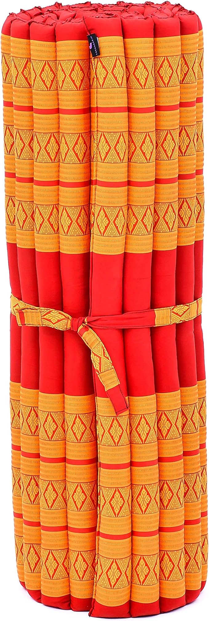 Leewadee - Kapok Roll Mat – Handcrafted Folding Sleep & Relaxation Mattress from Thailand, Ideal as Guest Bed, Camping Mat, Yoga Mat or Traditional Futon, 75 x 39 inches, Orange Red