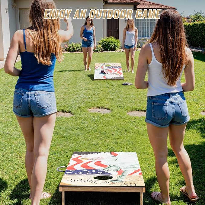 Cornhole Board Set,Corn Hole Games for Adults Outdoor,2X4FT Solid Wood Regulation Cornhole Boards with 8 Cornhole Beans Bags & Carry Case