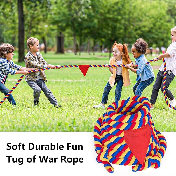 X XBEN Field Day Tug of War Rope for Kids and Adults 100FT, Family Reunion Birthday Party Games, Summer Outside Lawn Games, Camping Picnic Carnival Games, Perfect for Team Building Activities
