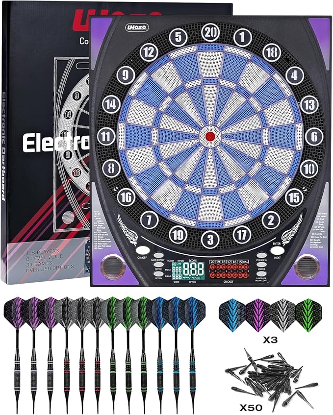 Electronic Dart Board with Bright Score Display, Multiple Games, and Durable Design-Perfect for Family Fun and Competitions-Includes Soft Tip with 12 Darts