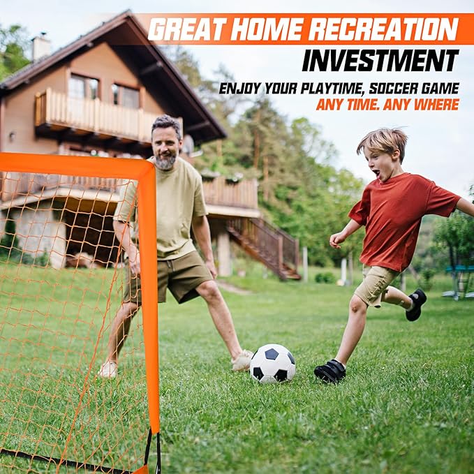 Soccer Goals, Soccer Net for Backyard, 2 Pack 4' x 3' Soccer Goal Training Equipment, Portable Soccer Nets with Soccer Ball and Ball Pump,Goal Net for Sports Training