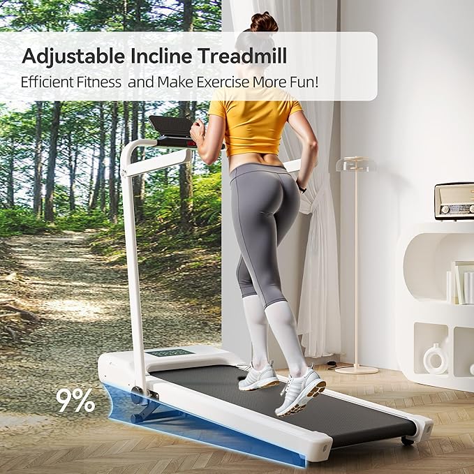 Walking Pad Treadmill with Handle Bar 3-in-1 Foldable Treadmills for Small Space 300 LBS Capacity, 3.0HP Portable Under Desk Treadmill for Home Office with LED Display Remote APP Control