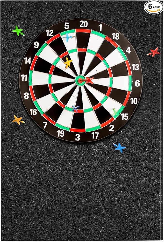 Extended Length Dart Board Surround Wall Protectors Fit 17.75'' and 18'' Dartboard Dart Backboard Felt Wall with Removable Adhesive Tabs