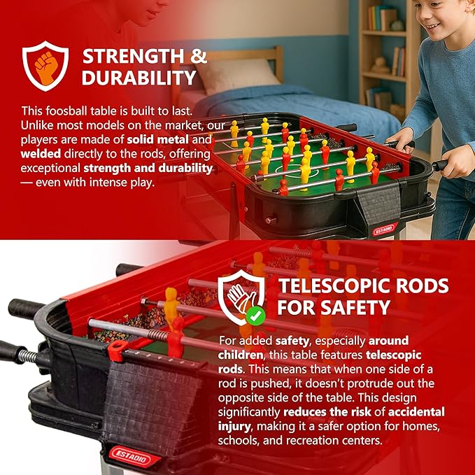 Outdoor Foosball Table Adult Size - Game Tables for Adults with Balls & Players - Soccer Table Game for Indoor Use - Weatherproof Perfect for Tournaments