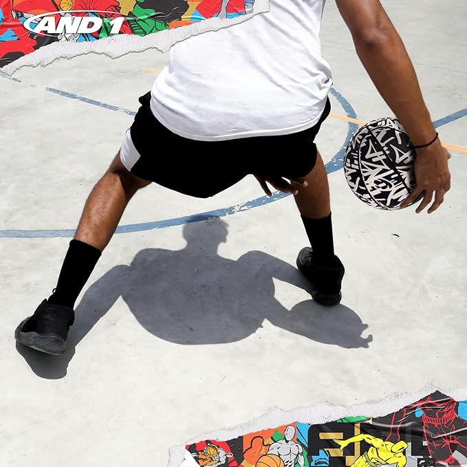 AND1 Fantom Graffiti Rubber Basketball - Streetball for Indoor and Outdoor Use, Deep Channel Construction and Durability