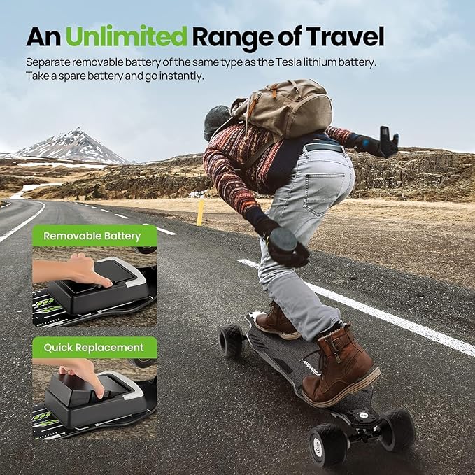 isinwheel V4/V6/V6pro/V8/V10 Electric Skateboard with Remote, 250W/450W/500W/1200W/3000W Brushless Motor, 9Mph/12Mph/30 Mph /32Mph Top Speed, Electric Longboard for Adults &Teens