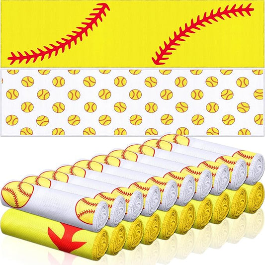 24 Pcs Sports Cooling Towels Baseball Basketball Softball 40 x 12 Inch Breathable Soccer Football Volleyball Microfiber Ice Towel Fast Drying for Sport Party Favors Team Gift(Yellow,Softball)