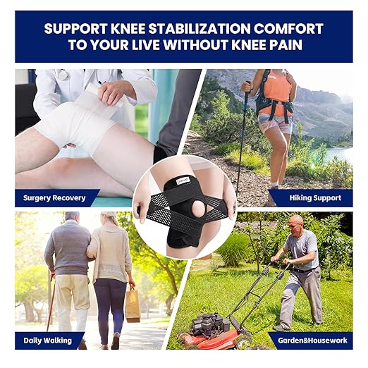 Knee Brace for Meniscus Tear, Knee Pain, Adjustable Breathable Knee Support with Side Stabilizers for Knee Pain Arthritis Recovery Joint Support, Women and Men