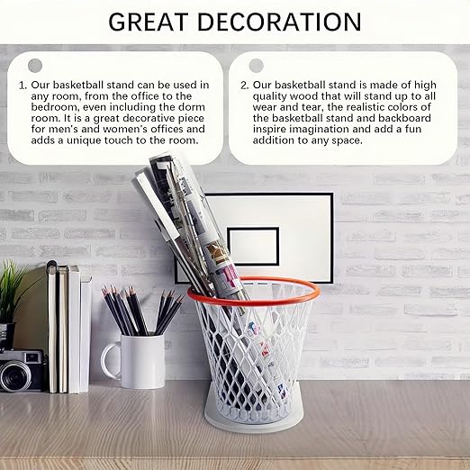 Basketball Trash Can for Boys Room Decor,Christmas Gift for Boys,Basketball Hoop Garbage Waste basket bin (Including 1pc Basketball Trash Can)Garbage Can for Basketball Party and Basketball Gift