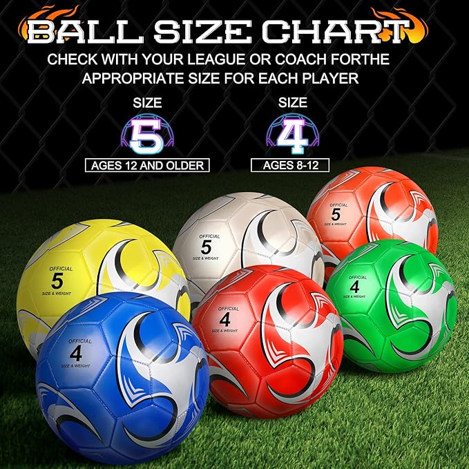 Wettarn 24 Pcs Soccer Ball Bulk with Pump and Net Bag Outside Machine Stitched Sport Soccer Balls for Practice Playing Game Training Gifts