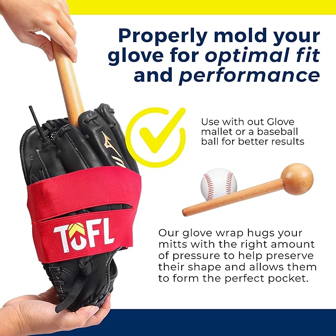 TOFL Baseball Glove Wrap | Premium Elastic Band for Perfect Glove Shape, Break-in & Maintenance | Shape Locker for Menâs & Womenâs Softball, Adult & Youth Baseball Mitts, Fits Big & Small Sizes