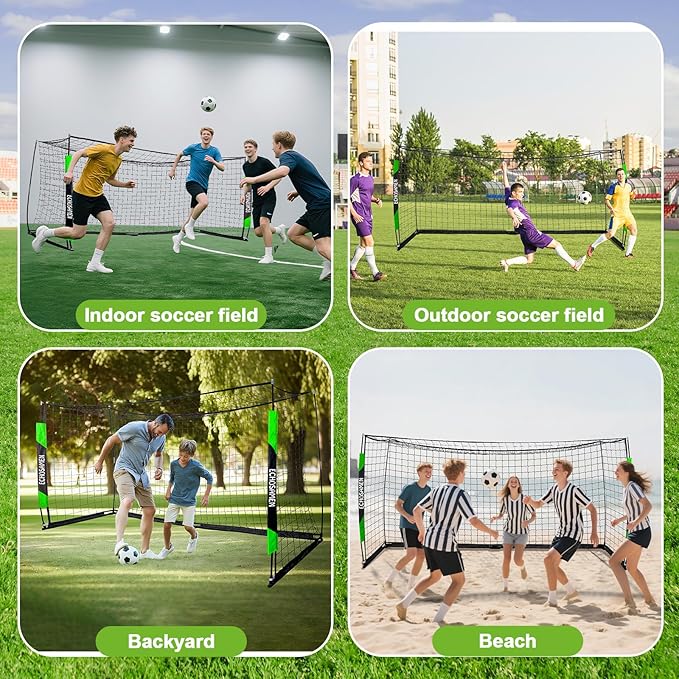 12X6FT/6X4FT Soccer Goal, Portable Soccer Goals for Backyard, Easy to Carry, Easy to Install, Comes with 1 Carry Bag, 4 Ground Nails, Youth and Adult Training Equipment.