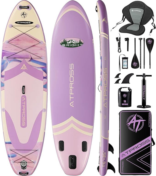 11'6"x35" Inflatable Paddle Board, 450lbs Extra Wide Stand Up Paddleboard for Adults with Premium SUP Accessories Kit & Backpack, Blow Up Kayak Non-Slip Stable Deck Boat for Yoga Fishing Surf