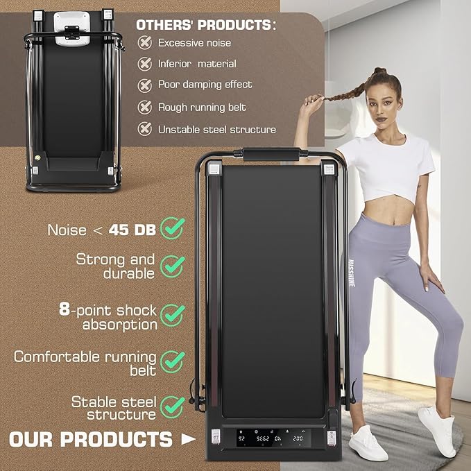 ANCHEER 4 in 1 Under Desk Treadmill with Incline - 2s Folding/Max 300 lb Capacity Walking Pad - Compact Electric Treadmill for Home, Gym, or Office with LED Touch Screen and Remote Control