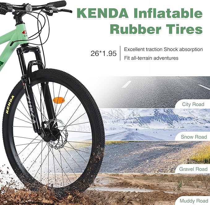 Mountain Bike 26 inch 24 Speed Dual Disc Brake MTB Front Suspension Fork Mountain Bicycle for Adult Men Women Outdoor Cycling