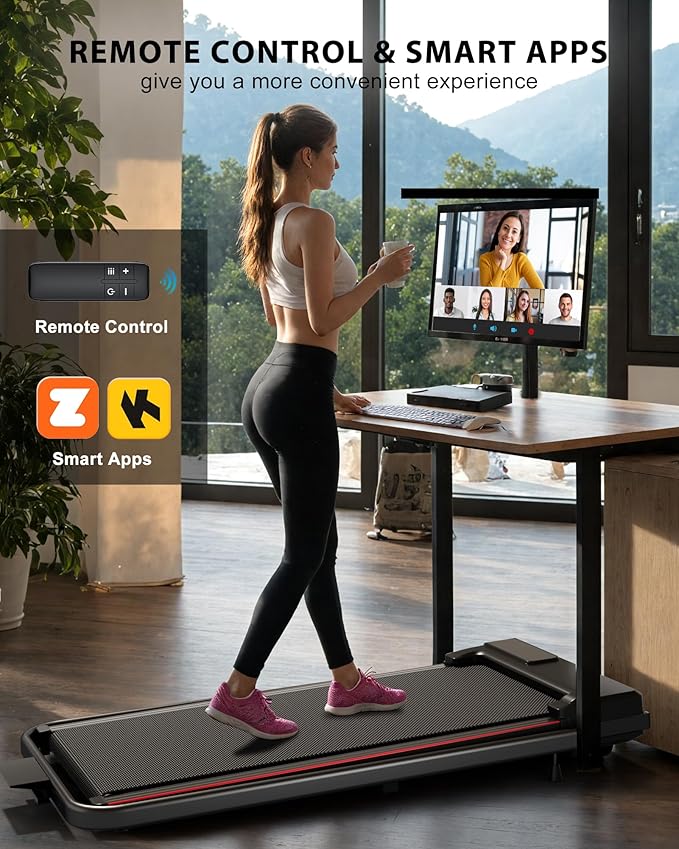 12% Incline Walking Pad Treadmill, 320lb Capacity Under Desk Treadmill with Full Manual/3-Preset Countdown/App Mode, Portable Treadmills for Small Spaces, Home, Office
