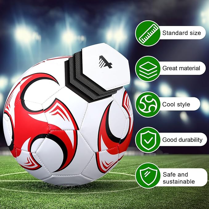 18 Pcs Soccer Balls Football with 4 Pumps Sports Soccer Balls Official Size Soccer Indoor Outdoor Soccer for Child Teens Adult Players Game Training Back to School Gift