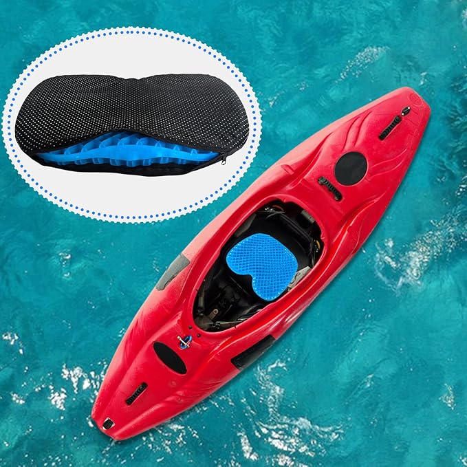 2 Pack Anti Slip Kayak Seat Cushion Thick Waterproof-Gel Breathable U Shape Seats Pad with Non-Slip Cover for Sit in Inflatable Kayak Canoe & Boat Kayak Accessories for Fishing Kayak