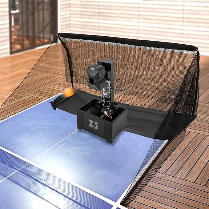 Professional Table Tennis Robot Machine, Ping Pong Ball Machine with Net, Automatic Table Tennis Ball Machine with Catch Net, Multiple Serving Modes, Adjustable Speed, Remote Control, 100 Abs Balls