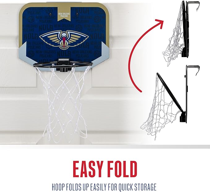 Franklin Sports NBA Team Over The Door Basketball Hoop - Kids Indoor Mini Basketball Hoop with Basketball - NBA Fan Shop Mini Hoop for Bedroom & Office