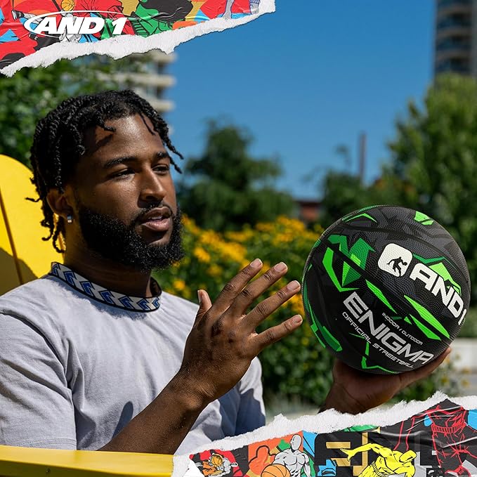 AND1 Enigma Basketball - Streetball for Indoor and Outdoor Use, Deep Channel Construction and Durability