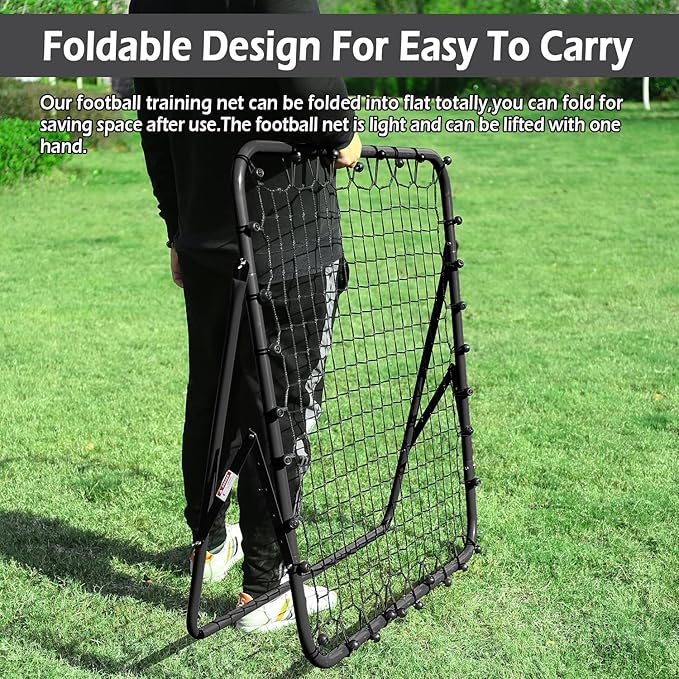 Soccer Rebounder Net - Portable Bounce Back Trainer for Soccer, Baseball, Softball & Lacrosse | Adjustable Practice Target Pitchback Net for Backyard Training Equipment Gift for Kids & Adults