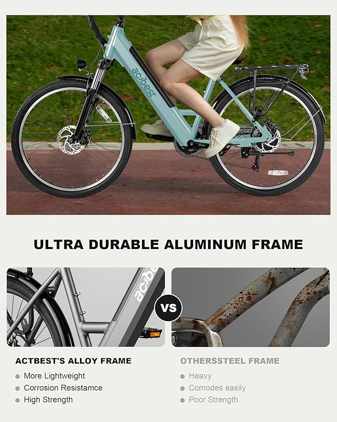 Cores Electric Bike for Adults, 26" Electric Commuter Bike with 1200W Peak Motor, 28MPH 70 Miles Max, 48V 576Wh Removable Battery, 7-Speed City Cruiser Mountain E Bike for Commuting