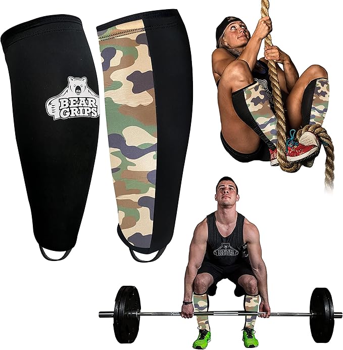 Bear Grips Deadlift Shin Guards - Breathable Gym Equipment Rope Climbing Shin Guard for Men and Women - Injury Prevention Calf Support Shin Guard Sleeves for Ultimate Shin Protection