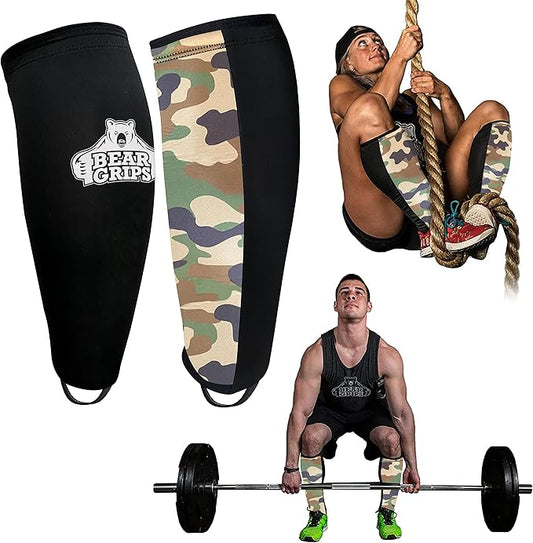 Bear Grips Deadlift Shin Guards - Breathable Gym Equipment Rope Climbing Shin Guard for Men and Women - Injury Prevention Calf Support Shin Guard Sleeves for Ultimate Shin Protection
