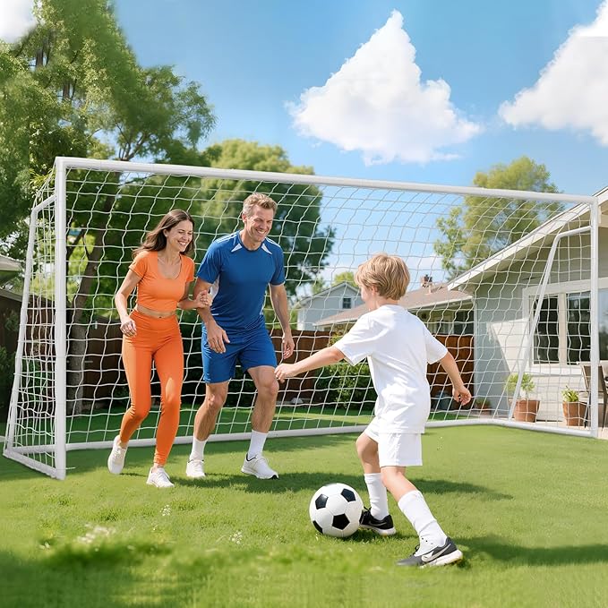 Docred 6x4/8x6/10x6.5/12x6/16x7ft Soccer Goals, Foldable Steel Soccer Goal for Backyard, Weatherproof Metal Soccer Goal for Teens/Adults Practice Training