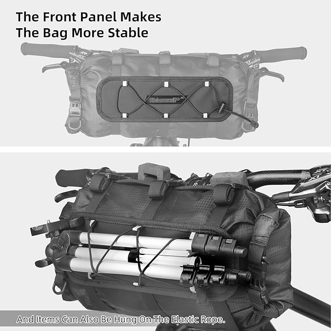 Rhinowalk Bicycle Handlebar Bag, both sides open and folded closed, with waterproof inner pocket, suitable for road bike, mountain bike, etc.