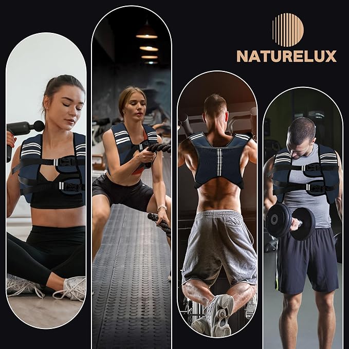 Weighted Vest Men or Women - 5/10/15/20/25/30lbs Weights with Reflective Stripe, Weighted Vest for Workout Equipment for Strength Training Running - Walking Weight Loss