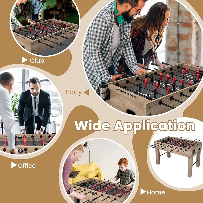 GYMAX Foosball Table, 54 Inch Full Size Soccer Table Game with 2 Balls and Folding Cup Holders, Foosball Table Adult Size for Home, Game Room, Office