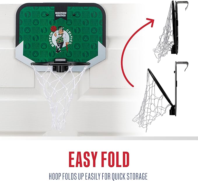 Franklin Sports NBA Team Over The Door Basketball Hoop - Kids Indoor Mini Basketball Hoop with Basketball - NBA Fan Shop Mini Hoop for Bedroom & Office