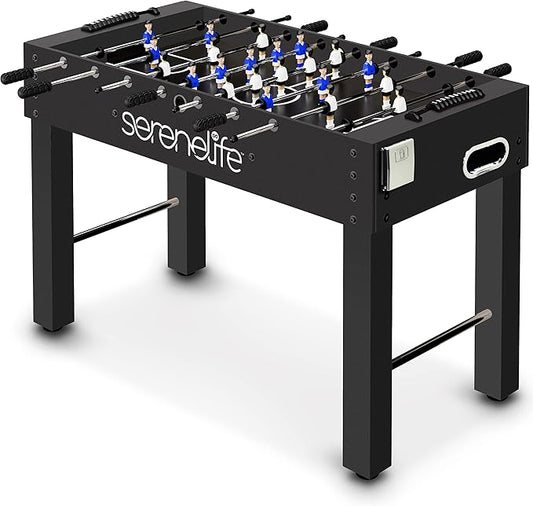 SereneLife 48in Foosball Table, Competition Sized Set with 2 Balls and 2 Cup Holders for Indoor Family Arcade Game Room