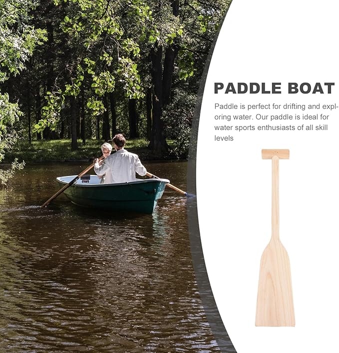 jojofuny Sustainable Wood Paddle Boat 19.5 Inches Kayaking Boating Canoeing Oar Paddle Grips for Boys and Girls Adults