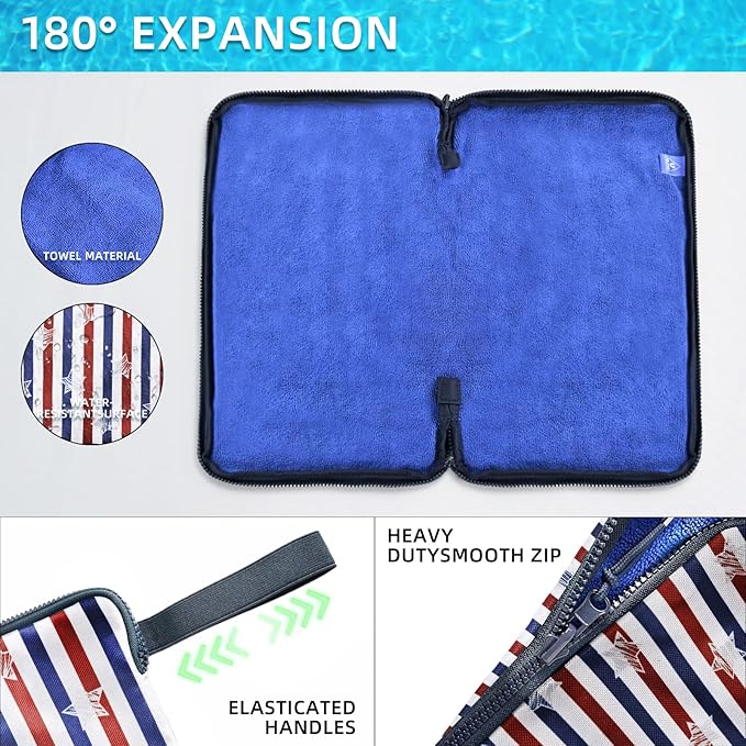 Wet Bag, Wet Dry Bag, Wet bag for swimsuit,Travel, Beach, Pool, Diapers, Dirty Yoga Gym Clothes, Waterproof Embedded Towel Wet Bag(Fleece)-Leakproof Wet Clothes Bag, Beach Travel Essentials