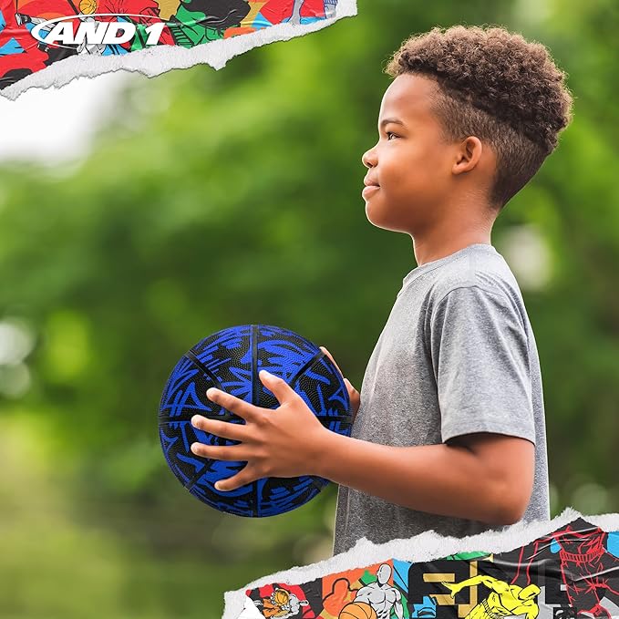 AND1 Fantom Graffiti Rubber Basketball - Streetball for Indoor and Outdoor Use, Deep Channel Construction and Durability