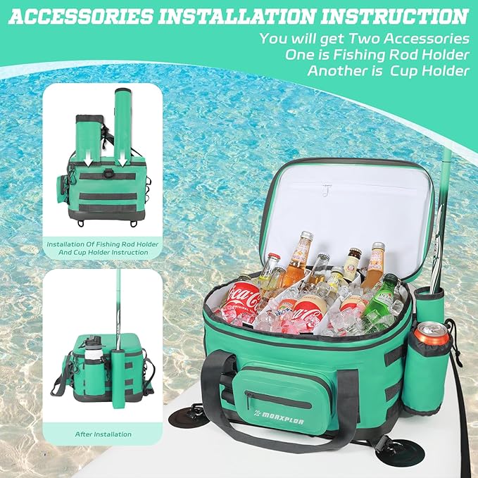 Waterproof Shell 24 cans Paddle Board Cooler Bag, Sup Deck,Kayak Cooler Bag Accessories