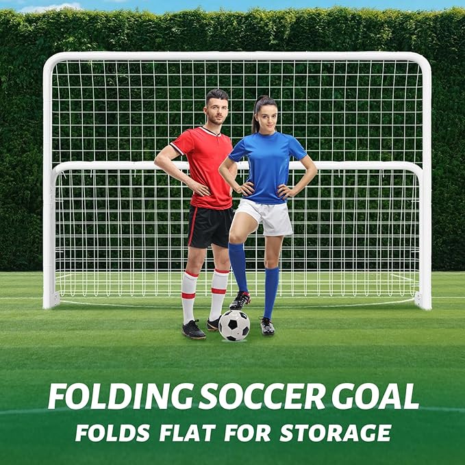 NAIZEA Soccer Goal - 12x6FT/16x7FT/10x6FT/8x6FT/6x4FT Soccer Goals for Backyard - Metal Soccer Goals for Youth Adult - Multiple Sizes Colors - Perfect for Games Indoor Outdoor Practice