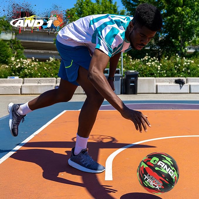 AND1 Ultra Grip Basketball: Official Regulation Size 7 (29.5 inches) Rubber- Deep Channel Construction Streetball, Made for Indoor Outdoor Basketball Games