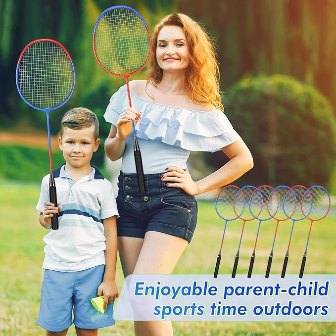 20 Pcs Badminton Rackets Set with 24 Shuttlecocks and 6 Carrying Bags, Sturdy Lightweight Badminton Rackets Racquet for Adults Beginners Indoor Outdoor Backyards