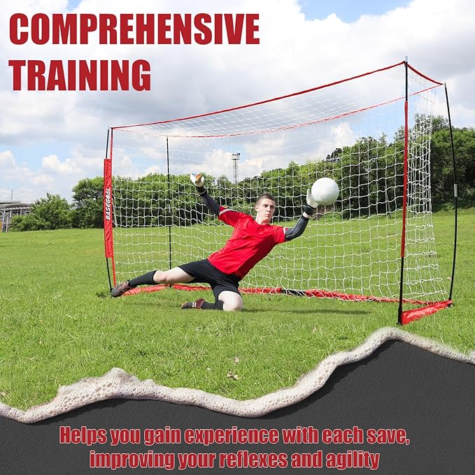 Soccer Goal,Soccer Net,Soccer Goals for Backyard,with Bow Frame,Collapsible Metal Base and Agility Ladder