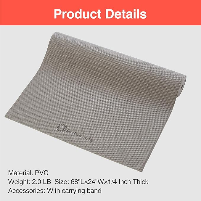 Yoga Mat with Carry Strap for Yoga Pilates Fitness and Floor Workout at Home and Gym Non-slip 9 colors