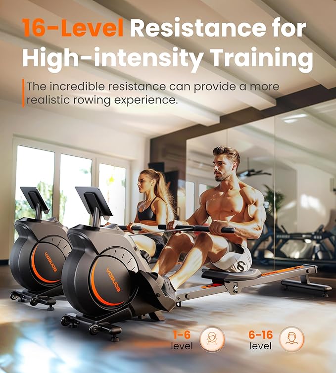 YOSUDA Magnetic/Water Rowing Machine for Home - Rower Machine Use with Bluetooth, App Supported, Rowing Machine for Taller Power Athletes, Comfortable Seat Cushion